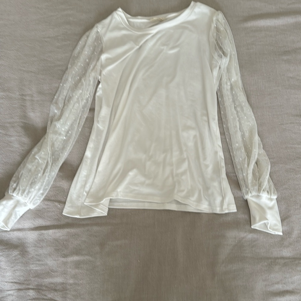White long sleeved sheer dressy top